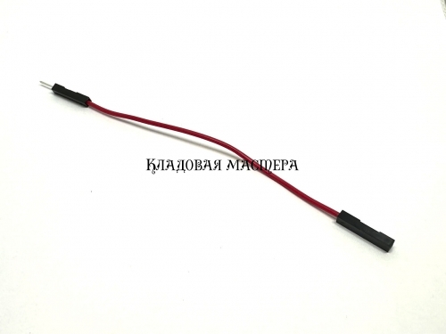 Разъемы перемычка Dupont красный 10 см 1PIN «вилка-розетка» фото 1