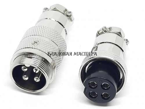 Разъем соединительный GX20-4 PIN, пара фото 1 Разъем соединительный GX20-4 PIN, пара фото 1