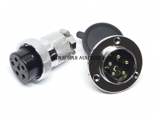 Разъем GX30-5 PIN с фланцем, пара фото 1