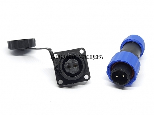 Герметичный разъем SP16-2 pin, IP68 с квадратным фланцем комплект фото 1