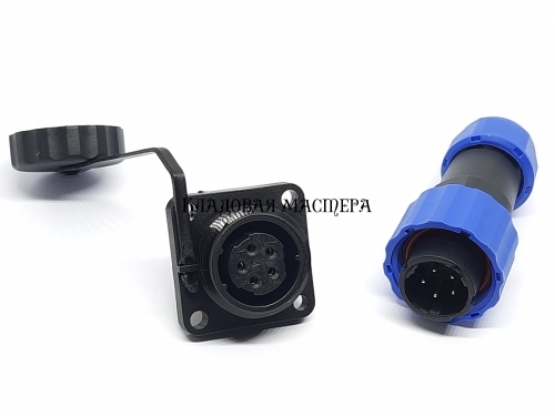 Герметичный разъем SP16-5 pin, IP68 с квадратным фланцем комплект фото 1