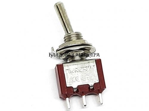 Тумблер MTS-112 красный 2 положения on-on, 3pin без фиксации фото 1