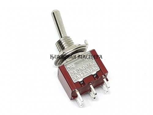 Тумблер MTS-202 красный 2 положения on-on, 6pin фото 1