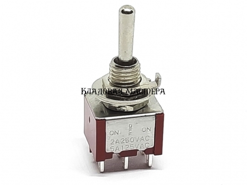 Тумблер MTS-203 красный 3 положения on-off-on, 6pin фото 1