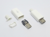 Штекер micro USB 5pin под пайку белый разборной