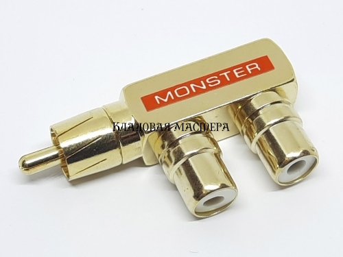 Переходник RCA Monster красный 1 RCA штекер в 2 RCA гнезда фото 1