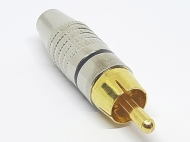 Штекер RCA 1 черная полоска цинк позолоченный