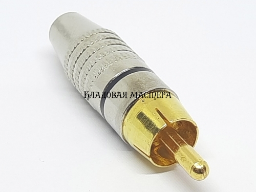 Штекер RCA 1 чорна смужка цинк позолочений фото 1 Штекер RCA 1 чорна смужка цинк позолочений фото 1