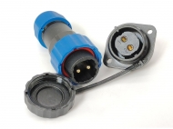 Герметичный разъем SP13-2 pin, IP-68 c фланцем
