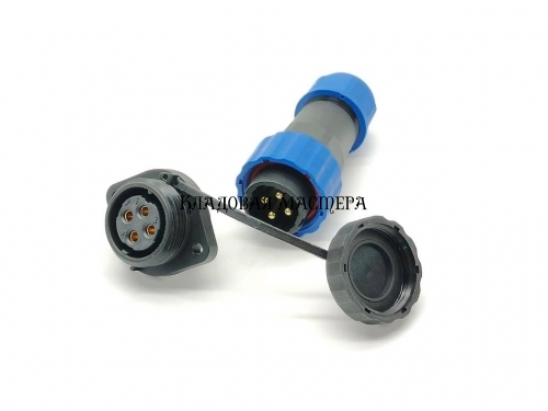 Герметичный разъем SP13-4 pin, IP-68 c фланцем фото 1