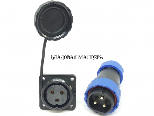 Герметичный разъем SP28-3 pin, IP68 с квадратным фланцем комплект фото 1