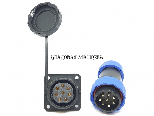Герметичный разъем SP28-8 pin, IP68 с квадратным фланцем комплект фото 1