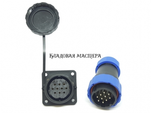 Герметичный разъем SP28-10 pin, IP68 с квадратным фланцем комплект фото 1