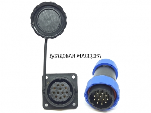 Герметичный разъем SP28-12 pin, IP68 с квадратным фланцем комплект фото 1