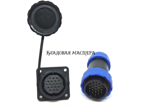 Герметичный разъем SP28-19 pin, IP68 с квадратным фланцем комплект фото 1