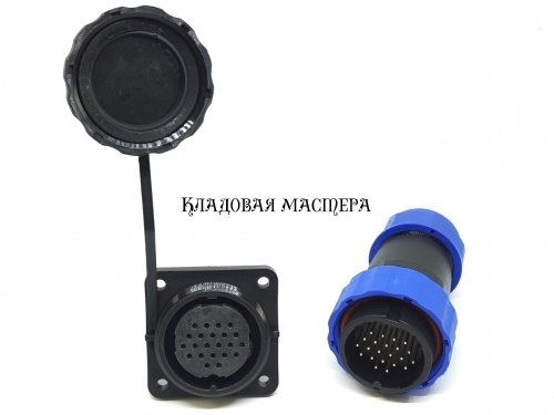 Герметичный разъем SP28-22 pin, IP68 с квадратным фланцем комплект фото 1