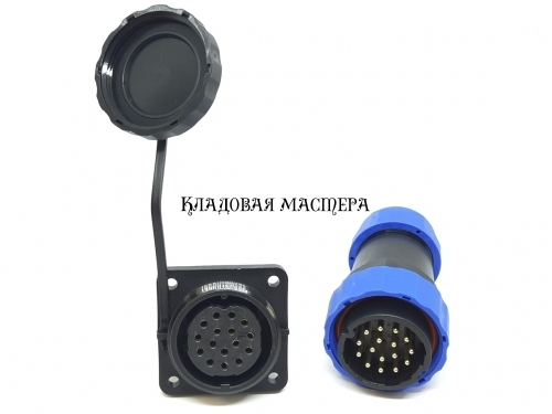 Герметичный разъем SP28-24 pin, IP68 с квадратным фланцем комплект фото 1
