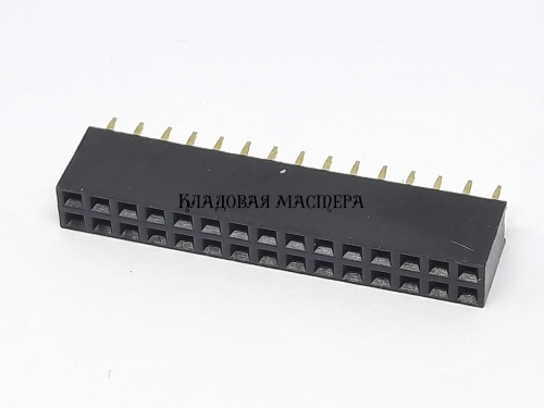 Гнездо 2*15P штыревое дворядное на плату прямое фото 1
