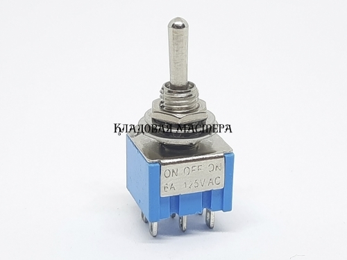 Тумблер MTS-203 синій 3 положення on-off-on, 6pin фото 1