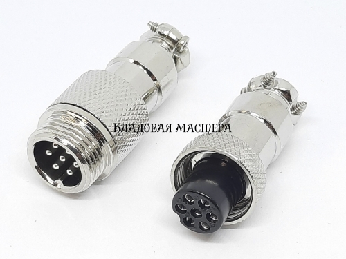 Разъем соединительный GX12-7 PIN, пара фото 1