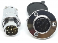 Разъем GX25F-8 PIN зеркальный с фланцем, пара