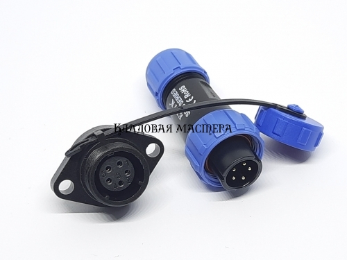 Герметичный разъем EKYK SP13-5 pin, IP-68 c фланцем фото 1
