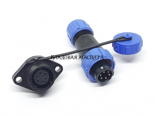 Герметичный разъем EKYK SP13-6 pin, IP-68 c фланцем фото 1