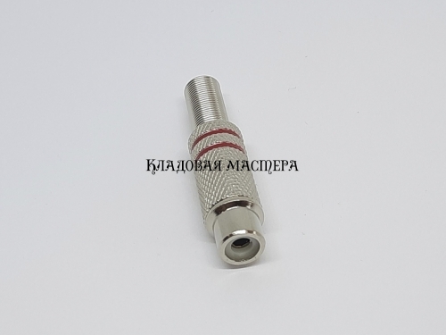 Гнездо RCA 6.5мм красное металлическое на кабель с пружиной фото 1