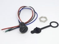 Гніздо USB type-C чорне з дротами 5pin панельне